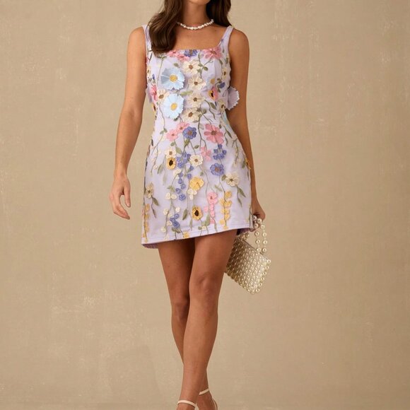 Mauve Purple Boho Women's Pastel Cute Mini Dress - Picture 6 of 7